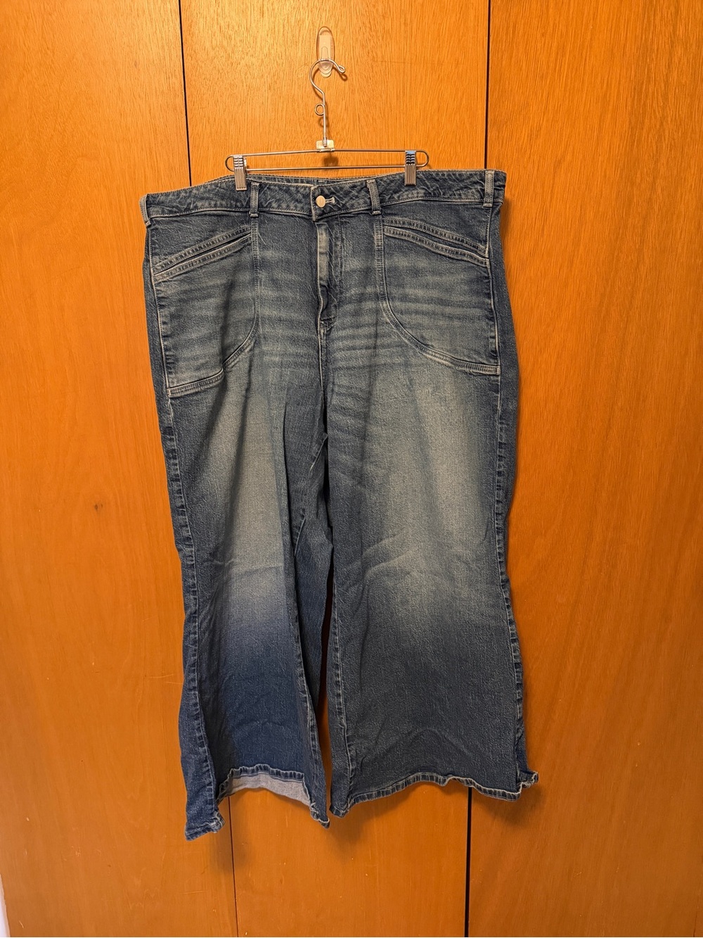 Pilcro Dark Wash Wide-Leg Denim Jeans